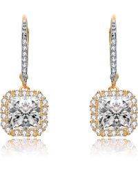 Genevive Jewelry - Sterling Plated Cubic Zirconia Square Drop Earrings - Lyst