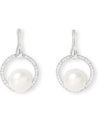 Pearls of the Orient Online - Stella Pave Halo Drop Earrings With Cultured Freshwater Pearls - Lyst