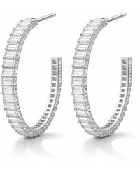 Maison De Gala - Tone Baguette Crystal Hoop Earrings - Lyst