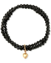 Heather Hawkins Jewelry - Puff Heart Charm Three Strand Gemstone Stretch Bracelet - Lyst