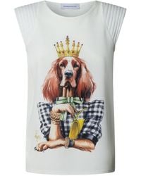 The Extreme Collection - Printed T-Shirt With Pleated Shoulders Structured - Lyst