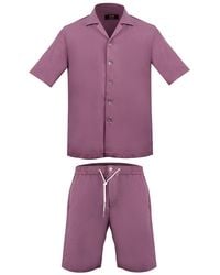 DAVID WEJ - Kingston Linen Blend Shirt And Short Set - Lyst