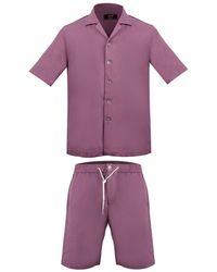 DAVID WEJ - Kingston Linen Blend Shirt And Short Set - Lyst