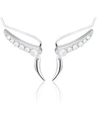 Scream Pretty - Pearl Ear Climber Earrings With Claw Drop - Lyst
