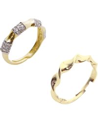 Spero London - Bone & Helical Twisted Sterling Adjustable Ring Stacking Set - Lyst
