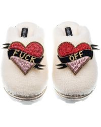 Laines London - Teddy Closed Toe Slippers With Fuck Off Brooches - Lyst