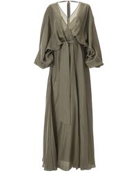 Lita Couture - Pure Silk Wrap Dress In Olive - Lyst