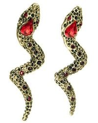 Addicted - Moire Serpent Shaped Earrings With Crystals - Lyst