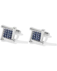 Classicharms - Atlas Sapphire Square Grid Cufflinks - Lyst