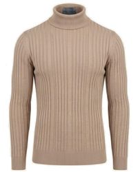 Ron Tomson - Neutrals Roll Neck Ribbed Sweater - Lyst