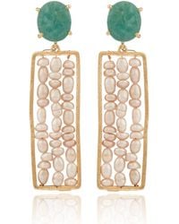 House of Elliott - Noemie Drop Earrings With Semi-Precious Stones And Pearls - Lyst