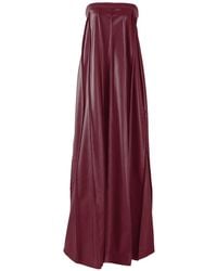 Kargede - Pleated Burgundy Leather Maxi Dress – Strapless Designer Evening Gown - Lyst