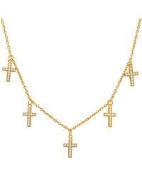 Kylie Harper - Dangling Diamond Cz Cross Charm Necklace - Lyst