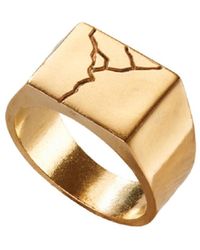 Posh Totty Designs - Yellow Gold Plated Unisex Chunky Kintsugi Signet Ring - Lyst