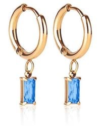 Evie Jewelry - Luxe Drop Sapphire Huggie Earrings - Lyst