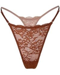 MONIQUE MORIN LINGERIE - Wild Lace Micro-G Thong Salted Caramel - Lyst