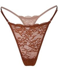 MONIQUE MORIN LINGERIE - Wild Lace Micro-G Thong Salted Caramel - Lyst