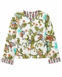 Yumi' - Botanical Print Reversible Cotton Quilted Jacket - Lyst