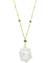 LÁTELITA London - Polka Dot Baroque Pearl Pendant Necklace Emerald - Lyst