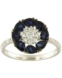 Artisan - 18K Sapphire & Diamond Floral Cluster Ring - Lyst