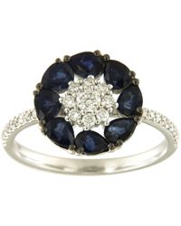 Artisan - 18k White Gold With Pear Cut Blue Sapphire & Diamond Cocktail Ring Jewelry - Lyst