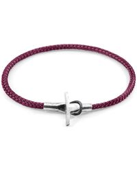 Anchor and Crew - Aubergine Purple Cambridge Silver & Rope Bracelet - Lyst