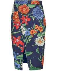 Conquista - Floral Cotton Pencil Skirt - Lyst