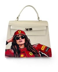 Maison Rubaiyat - Neutrals Lulu Hand-Painted Leather Top Handle Bag – Ferrari Lady - Lyst