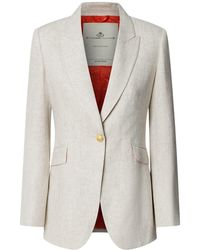 The Extreme Collection - Neutrals Sand Linen Tailored Blazer Sofia - Lyst