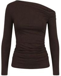 Monlicia - Asymmetric Off-Shoulder Long Sleeve Stretch Lune Top - Lyst