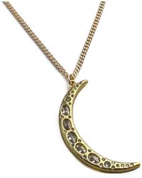 Rachel Nathan - Crystal Crescent Moon Necklace - Lyst