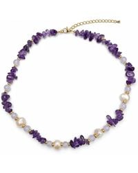 Angel Barocco - Amethyst Chip, Bead & Baroque Pearl Necklace - Lyst