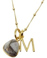 Harfi - Vermeil Plated Herkimer Diamond April Birthstone Statement Initial Necklace - Lyst