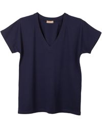 Cove - Navy V Neck Short Sleeve Cotton T-shirt - Lyst