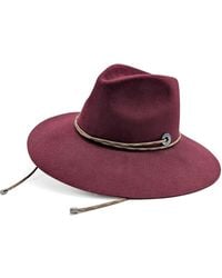 DORIA 1905 - Negroamaro Smooth Lapin Felt Wide Brim Hat With Icon Ring And Leather Lace - Lyst