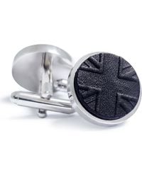 N'damus London - Coronation Regent Leather Rhodium Cufflinks - Lyst