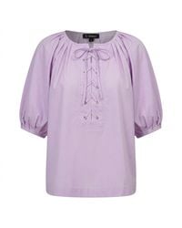 Smart and Joy - Loose-Fitting Cotton Blouse With Puff Sleeves - Lyst