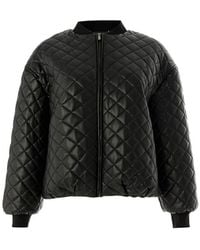 Exquise - Regular Fit Shirt Collar Quilted Faux Leather Jacket - Lyst