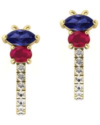 Artisan - Ruby, Sapphire & Diamond Bar Drop Earrings - Lyst