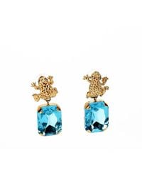 Addicted - Armonia Plated Light Crystal Earrings With Frog - Lyst