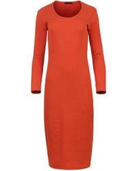 Conquista - Long Sleeve Round Neck Midi Dress - Lyst
