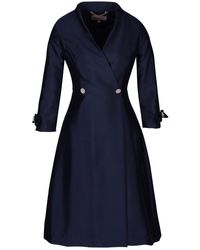Santinni - 'astor 100% Wool & Silk Dress Coat In Navy - Lyst