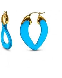 Gold & Honey - Topaz Curb Link Lucite Birthstone Hoop Earrings - Lyst