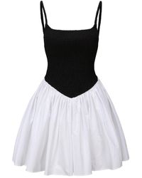 NUAJE NUAJE - Bianca Smocked Ballerina Mini Dress In Black And White - Lyst