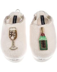 Laines London - Neutrals Flatform Cloud Closed Toe Slippers With Bubbles Darling Brooches - Lyst