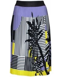 Lalipop Design - Stripe And Palm Print Pleated Recycled Fabric Midi Skirt - Lyst