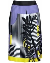 Lalipop Design - Stripe And Palm Print Pleated Recycled Fabric Midi Skirt - Lyst