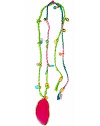 Persia Dona Jewelry - Agate Slice X Sari Silk Cord Necklace - Lyst