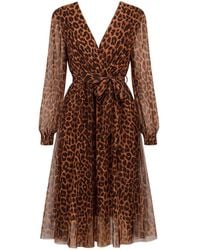 Tantra Spain Sl - Animal Print Tulle Dress With V-Neck - Lyst