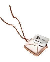 Posh Totty Designs - Rose Gold Plated Script 'you Are Loved' Envelope Necklace - Lyst